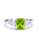 Three Stone Engagement Ring Teardrop Simulated Cubic Zirconia 925 Sterling Silver