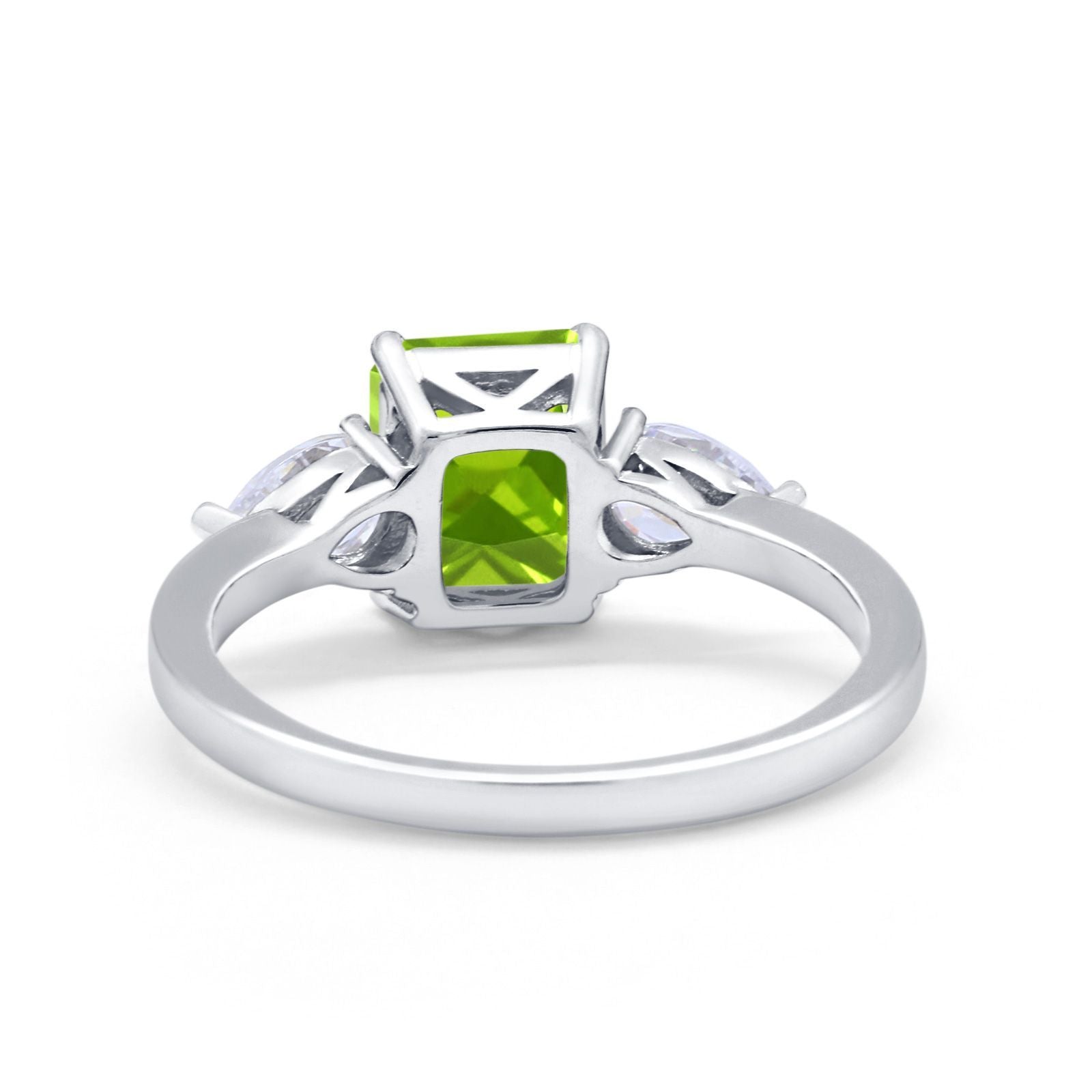 Three Stone Engagement Ring Teardrop Simulated Cubic Zirconia 925 Sterling Silver