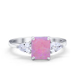 Three Stone Engagement Ring Teardrop Simulated Cubic Zirconia 925 Sterling Silver