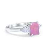 Three Stone Engagement Ring Teardrop Simulated Cubic Zirconia 925 Sterling Silver