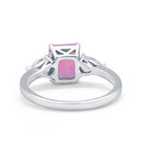 Three Stone Engagement Ring Teardrop Simulated Cubic Zirconia 925 Sterling Silver