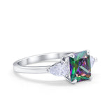 Three Stone Engagement Ring Teardrop Simulated Cubic Zirconia 925 Sterling Silver