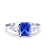 Three Stone Engagement Ring Teardrop Simulated Cubic Zirconia 925 Sterling Silver