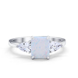 Three Stone Engagement Ring Teardrop Simulated Cubic Zirconia 925 Sterling Silver