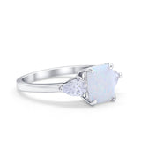 Three Stone Engagement Ring Teardrop Simulated Cubic Zirconia 925 Sterling Silver