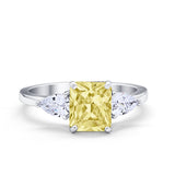 Three Stone Engagement Ring Teardrop Simulated Cubic Zirconia 925 Sterling Silver