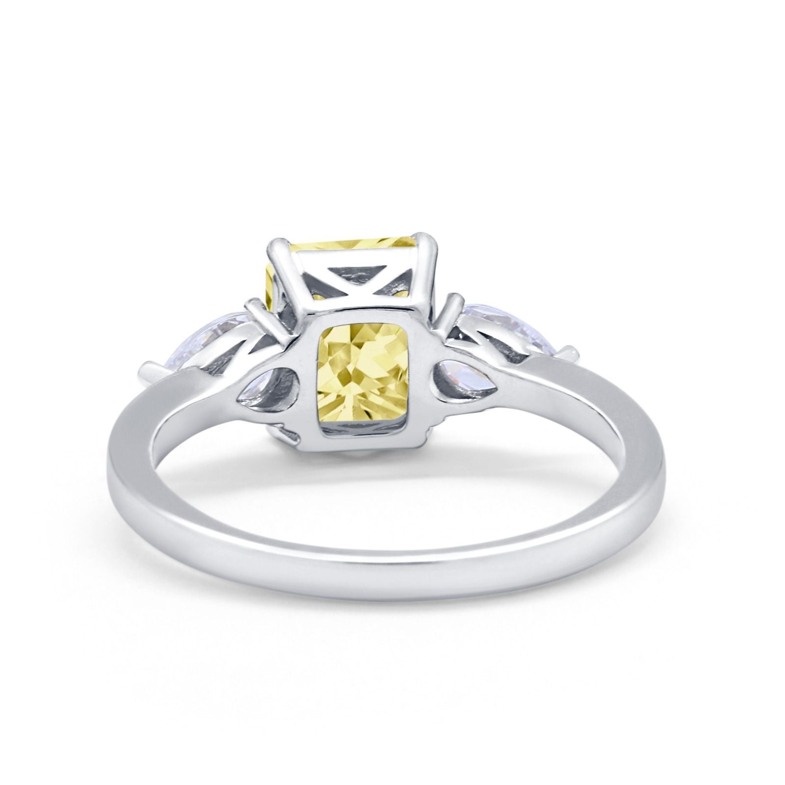 Three Stone Engagement Ring Teardrop Simulated Cubic Zirconia 925 Sterling Silver