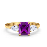 Three Stone Engagement Ring Teardrop Simulated Cubic Zirconia 925 Sterling Silver