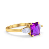 Three Stone Engagement Ring Teardrop Simulated Cubic Zirconia 925 Sterling Silver