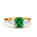 Three Stone Engagement Ring Teardrop Simulated Cubic Zirconia 925 Sterling Silver