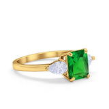 Three Stone Engagement Ring Teardrop Simulated Cubic Zirconia 925 Sterling Silver