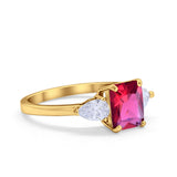 Three Stone Engagement Ring Teardrop Simulated Cubic Zirconia 925 Sterling Silver