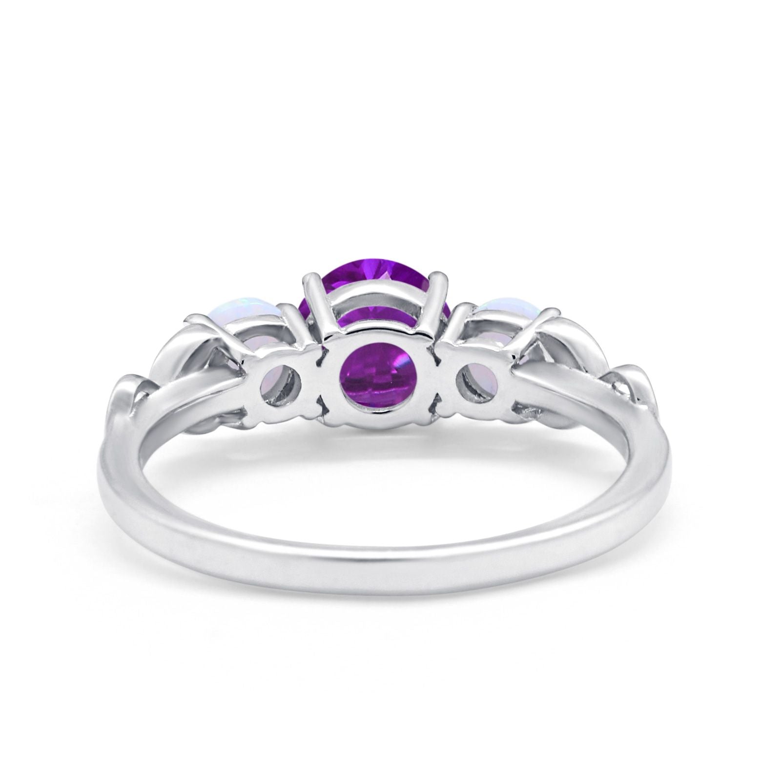 Art Deco Three Stone Engagement Ring Simulated Cubic Zirconia 925 Sterling Silver