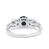 Art Deco Three Stone Engagement Ring Simulated Cubic Zirconia 925 Sterling Silver