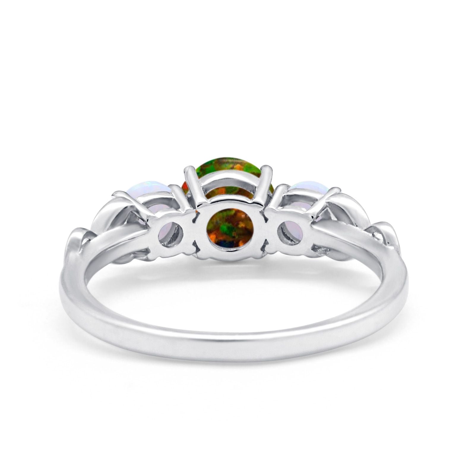 Art Deco Three Stone Engagement Ring Simulated Cubic Zirconia 925 Sterling Silver