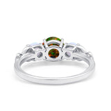 Art Deco Three Stone Engagement Ring Simulated Cubic Zirconia 925 Sterling Silver