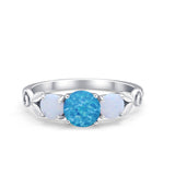 Art Deco Three Stone Engagement Ring Simulated Cubic Zirconia 925 Sterling Silver