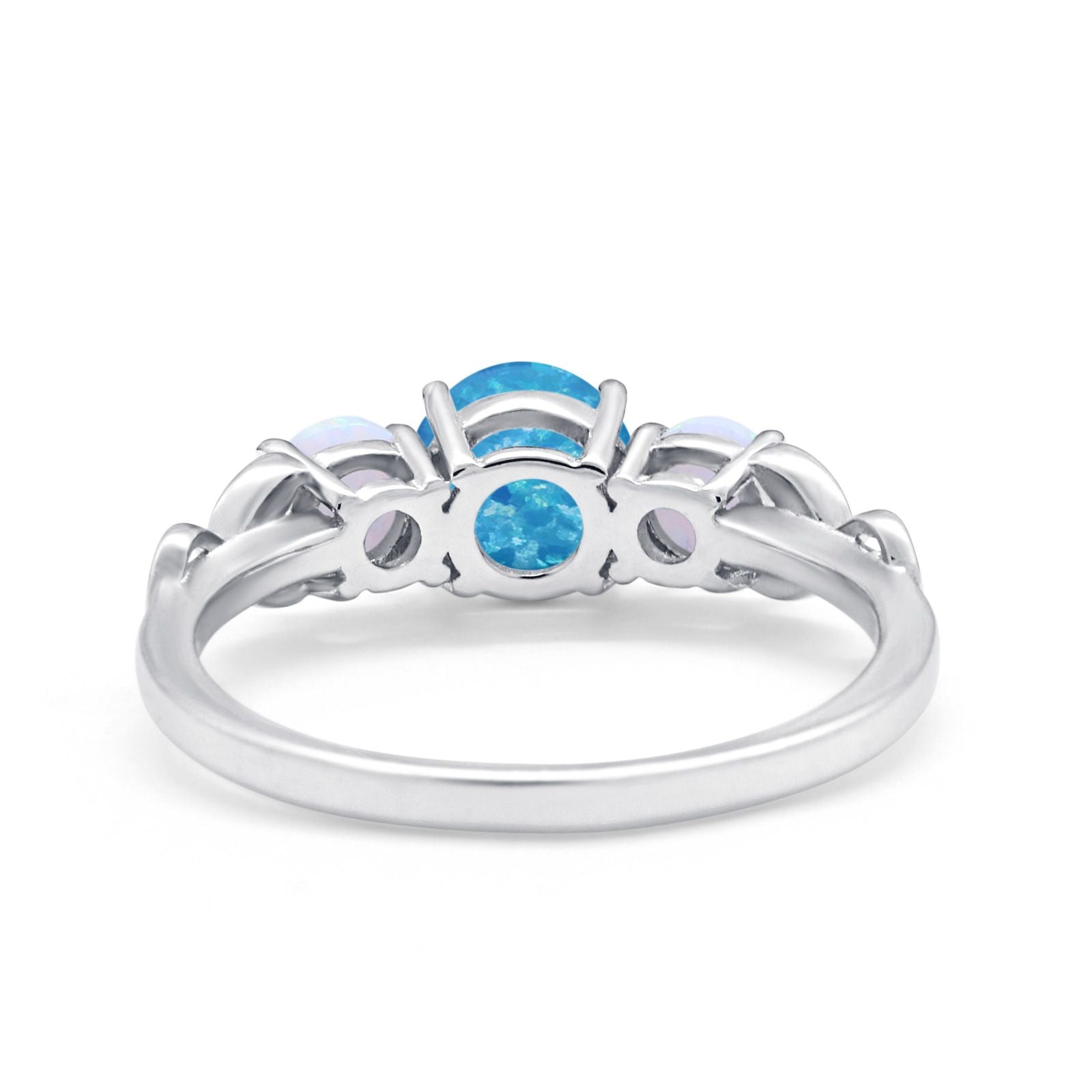 Art Deco Three Stone Engagement Ring Simulated Cubic Zirconia 925 Sterling Silver