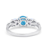 Art Deco Three Stone Engagement Ring Simulated Cubic Zirconia 925 Sterling Silver