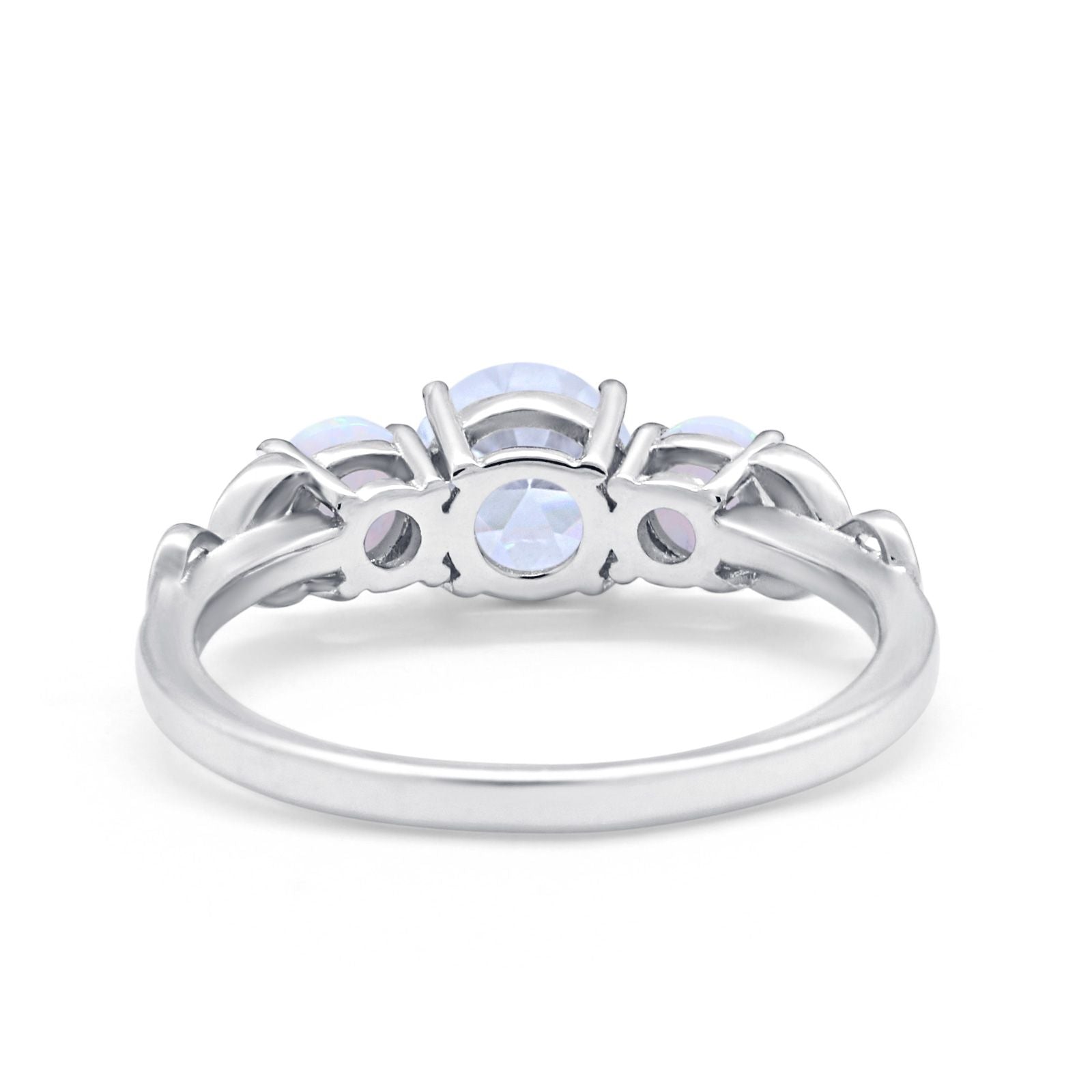 Art Deco Three Stone Engagement Ring Simulated Cubic Zirconia 925 Sterling Silver