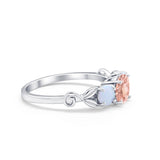 Art Deco Three Stone Engagement Ring Simulated Cubic Zirconia 925 Sterling Silver