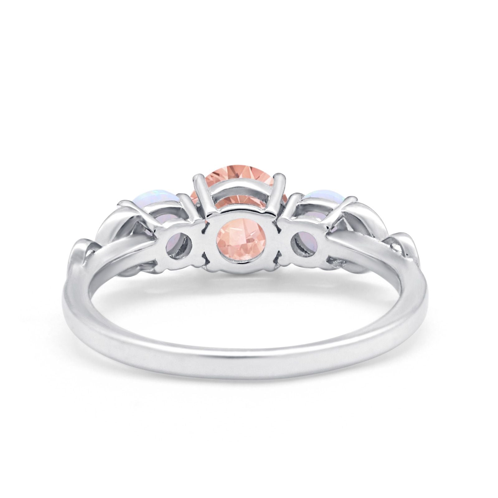 Art Deco Three Stone Engagement Ring Simulated Cubic Zirconia 925 Sterling Silver