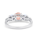 Art Deco Three Stone Engagement Ring Simulated Cubic Zirconia 925 Sterling Silver