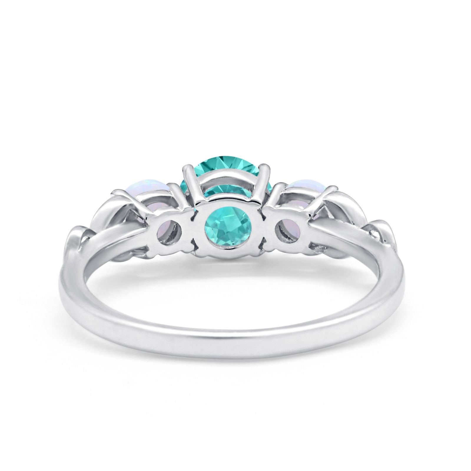 Art Deco Three Stone Engagement Ring Simulated Cubic Zirconia 925 Sterling Silver