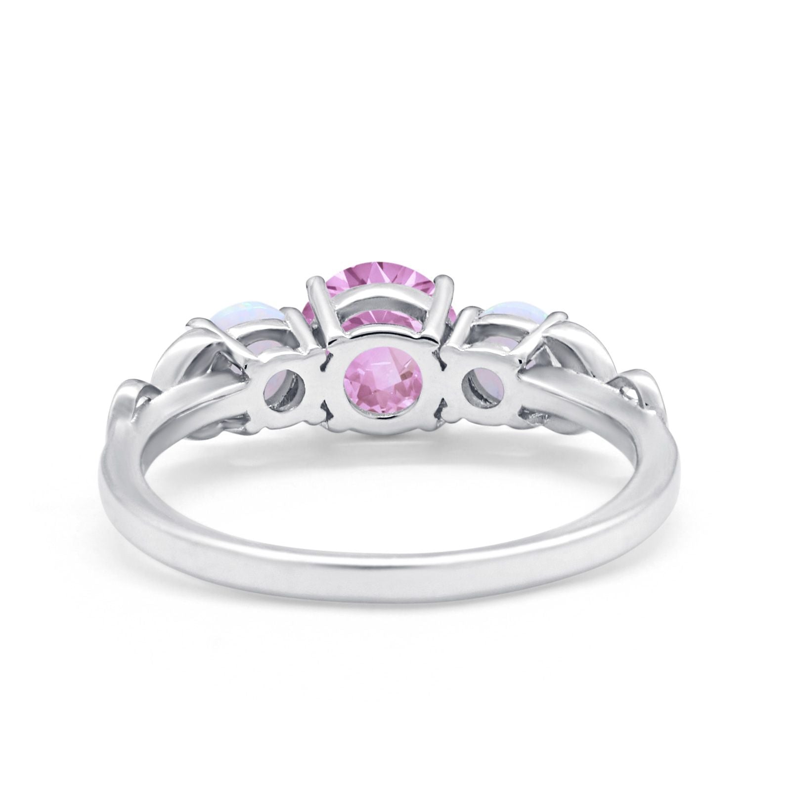 Art Deco Three Stone Engagement Ring Simulated Cubic Zirconia 925 Sterling Silver