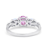 Art Deco Three Stone Engagement Ring Simulated Cubic Zirconia 925 Sterling Silver