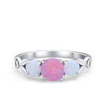 Art Deco Three Stone Engagement Ring Simulated Cubic Zirconia 925 Sterling Silver