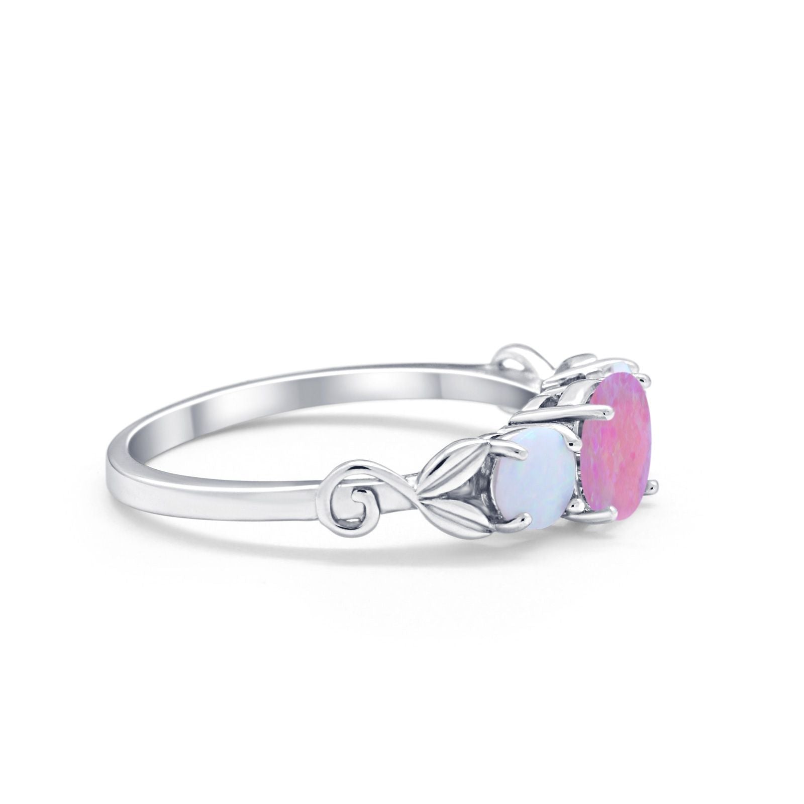 Art Deco Three Stone Engagement Ring Simulated Cubic Zirconia 925 Sterling Silver