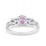 Art Deco Three Stone Engagement Ring Simulated Cubic Zirconia 925 Sterling Silver