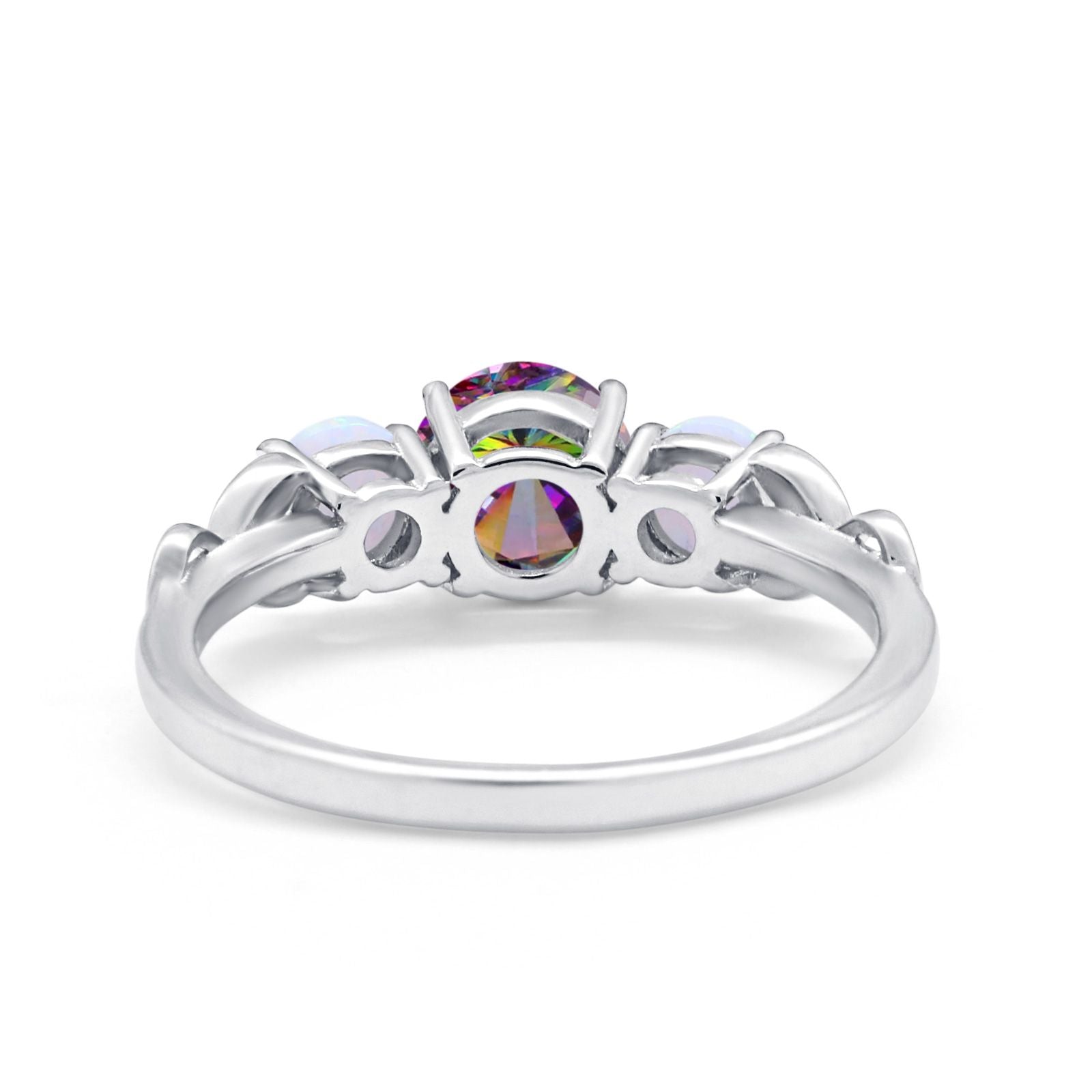 Art Deco Three Stone Engagement Ring Simulated Cubic Zirconia 925 Sterling Silver