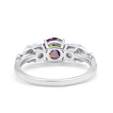 Art Deco Three Stone Engagement Ring Simulated Cubic Zirconia 925 Sterling Silver