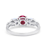 Art Deco Three Stone Engagement Ring Simulated Cubic Zirconia 925 Sterling Silver