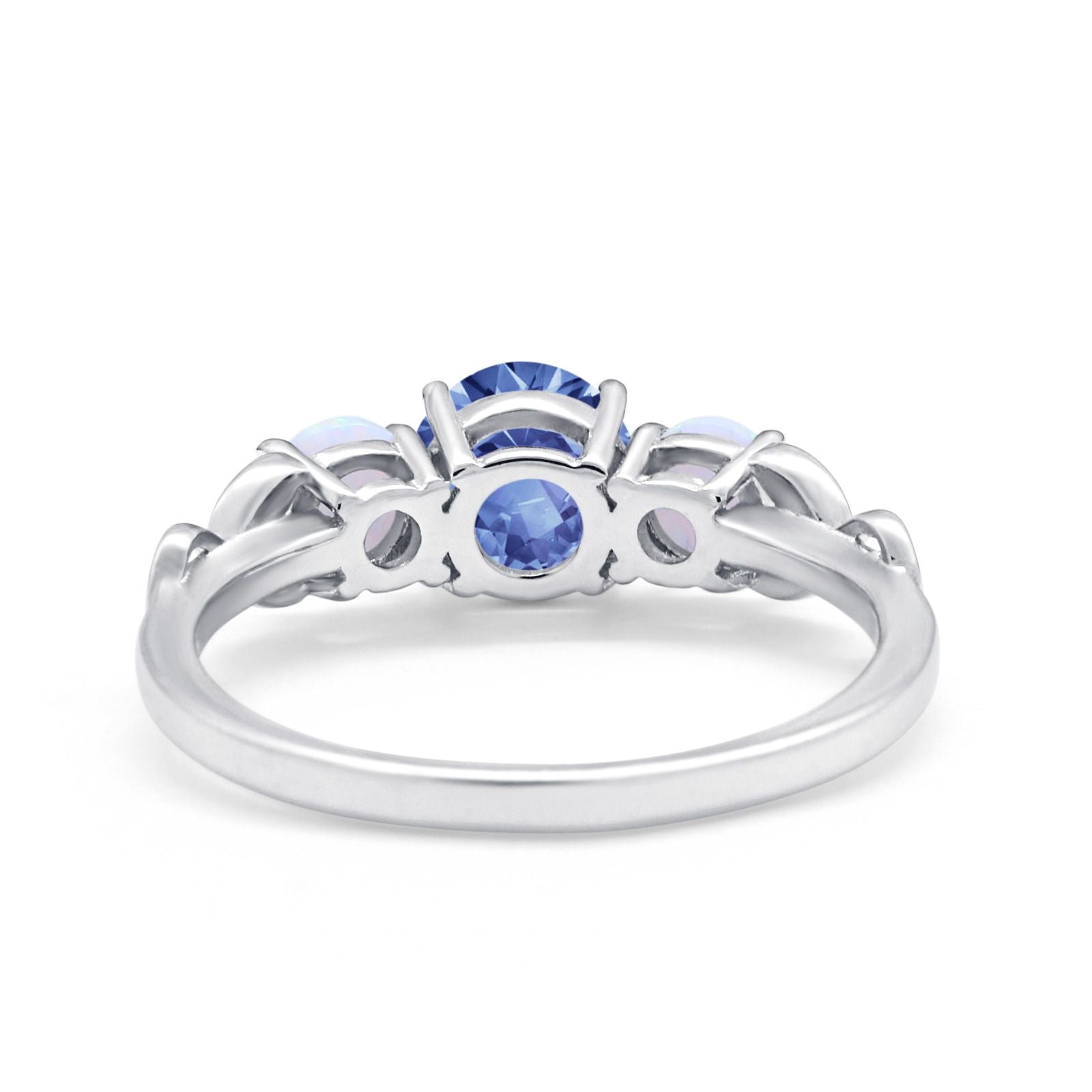 Art Deco Three Stone Engagement Ring Simulated Cubic Zirconia 925 Sterling Silver