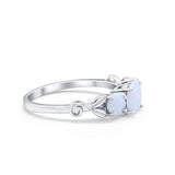 Art Deco Three Stone Engagement Ring Simulated Cubic Zirconia 925 Sterling Silver