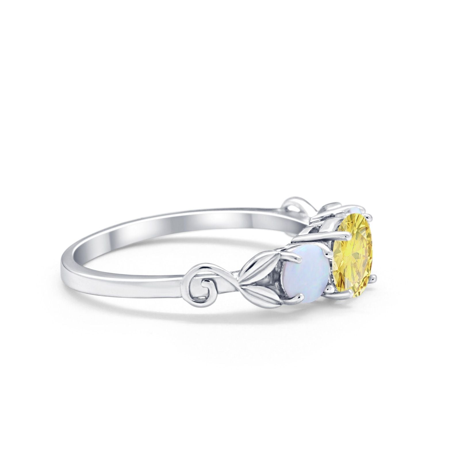 Art Deco Three Stone Engagement Ring Simulated Cubic Zirconia 925 Sterling Silver