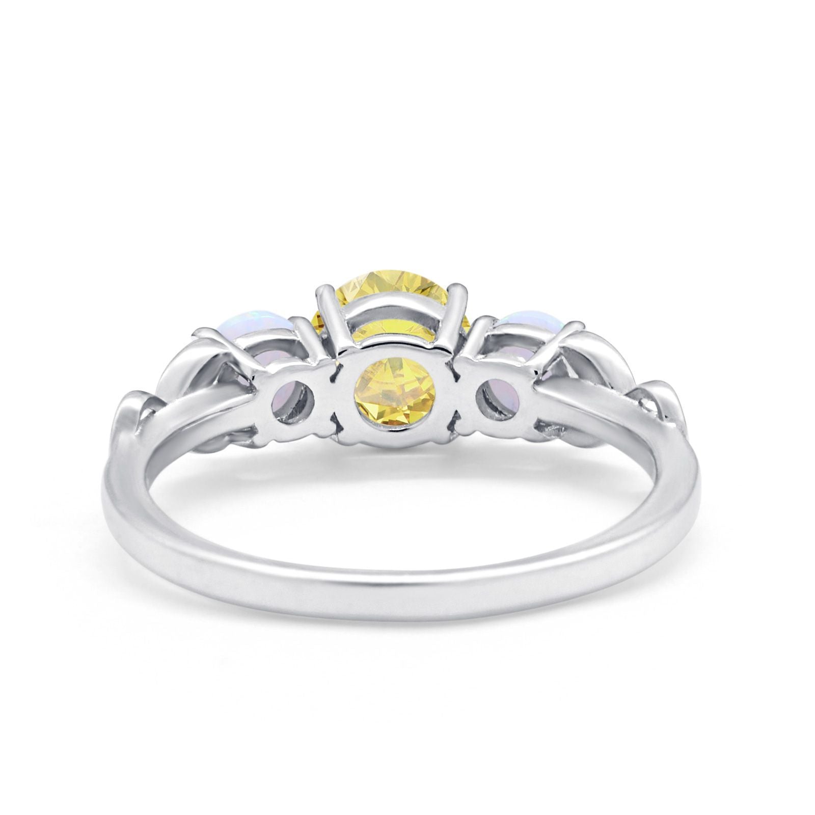 Art Deco Three Stone Engagement Ring Simulated Cubic Zirconia 925 Sterling Silver