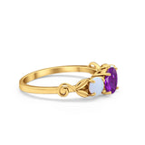 Art Deco Three Stone Engagement Ring Simulated Cubic Zirconia 925 Sterling Silver