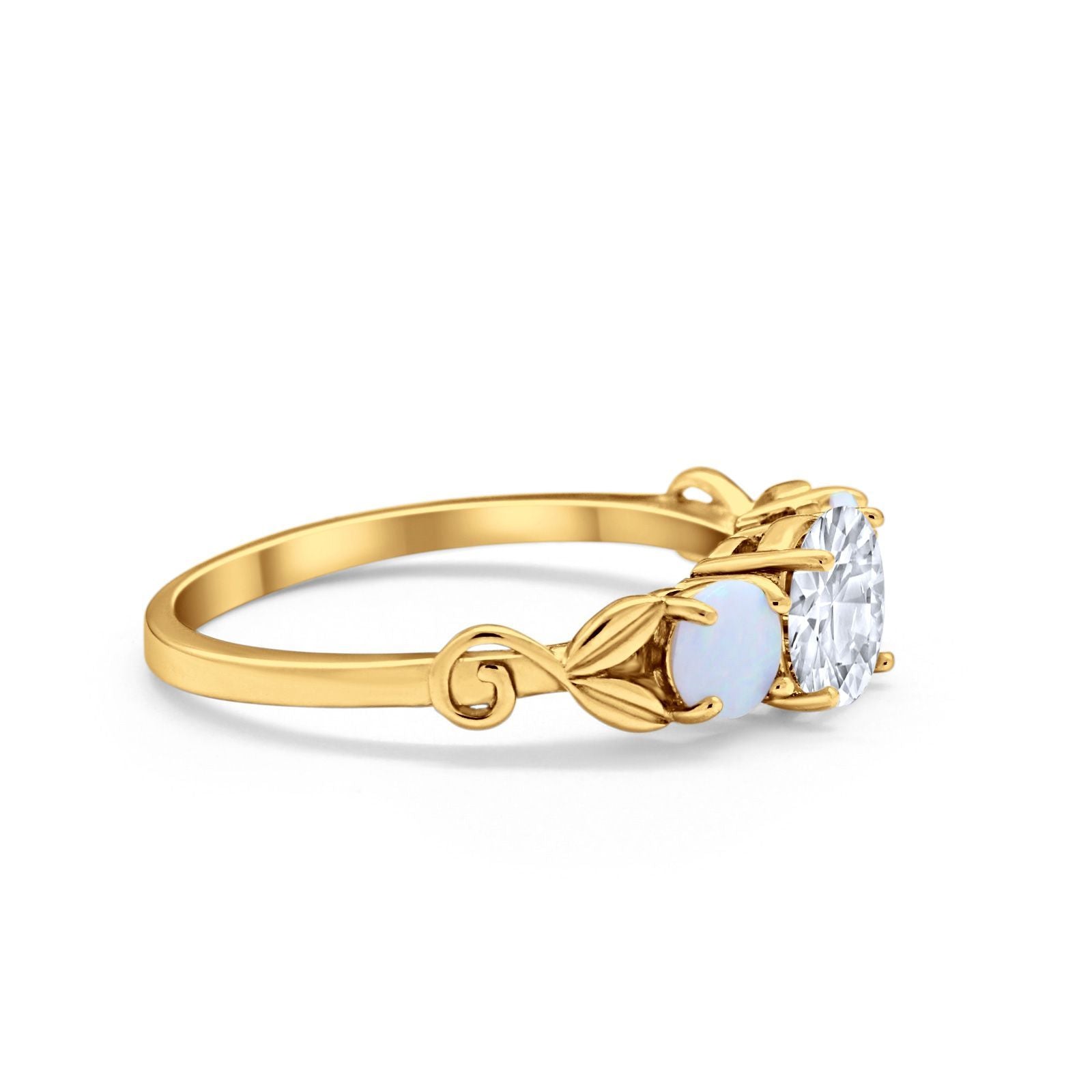 Art Deco Three Stone Engagement Ring Simulated Cubic Zirconia 925 Sterling Silver