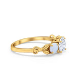 Art Deco Three Stone Engagement Ring Simulated Cubic Zirconia 925 Sterling Silver