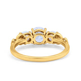 Art Deco Three Stone Engagement Ring Simulated Cubic Zirconia 925 Sterling Silver