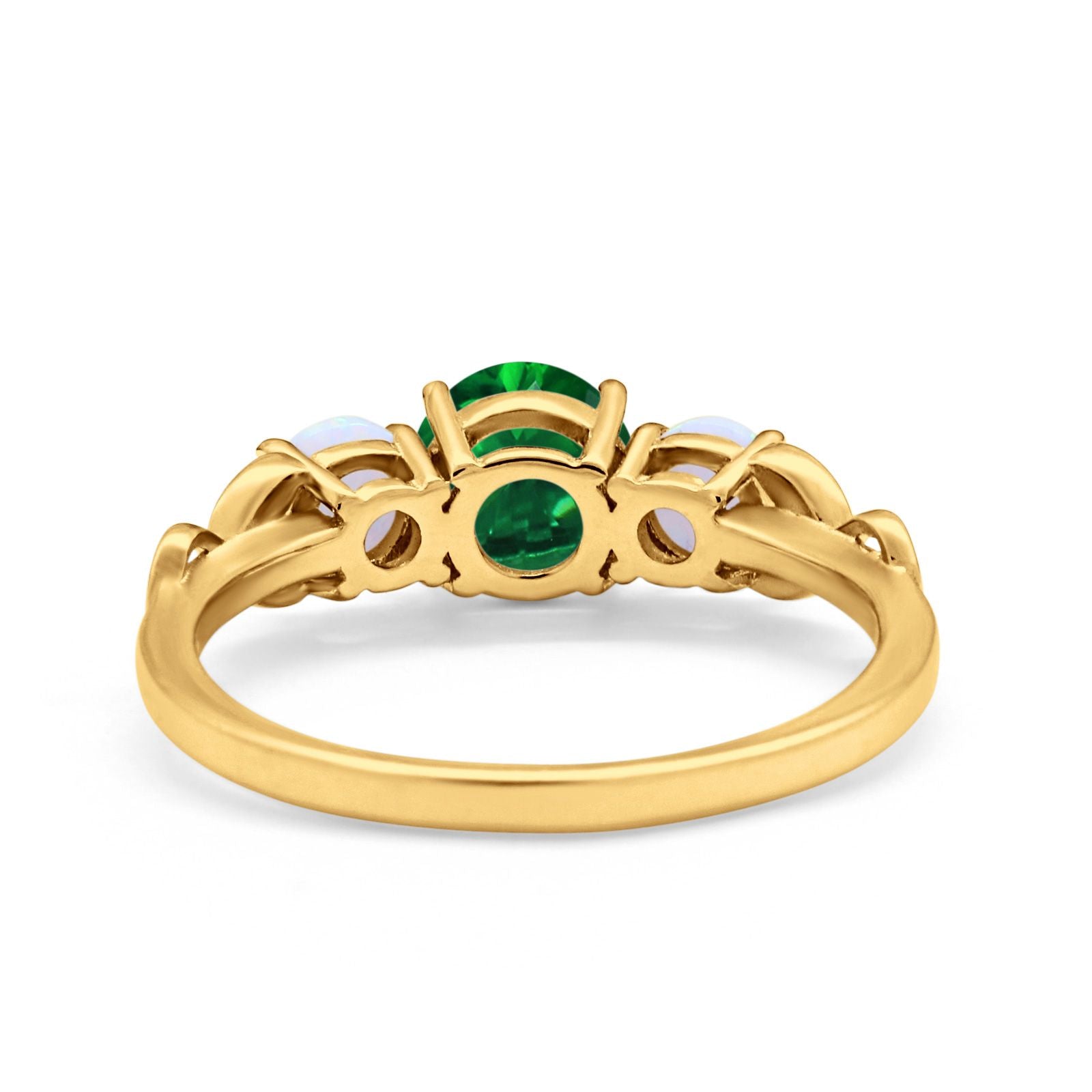 Art Deco Three Stone Engagement Ring Simulated Cubic Zirconia 925 Sterling Silver