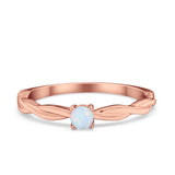 Petite Dainty Wedding Ring Round Simulated Cubic Zirconia 925 Sterling Silver