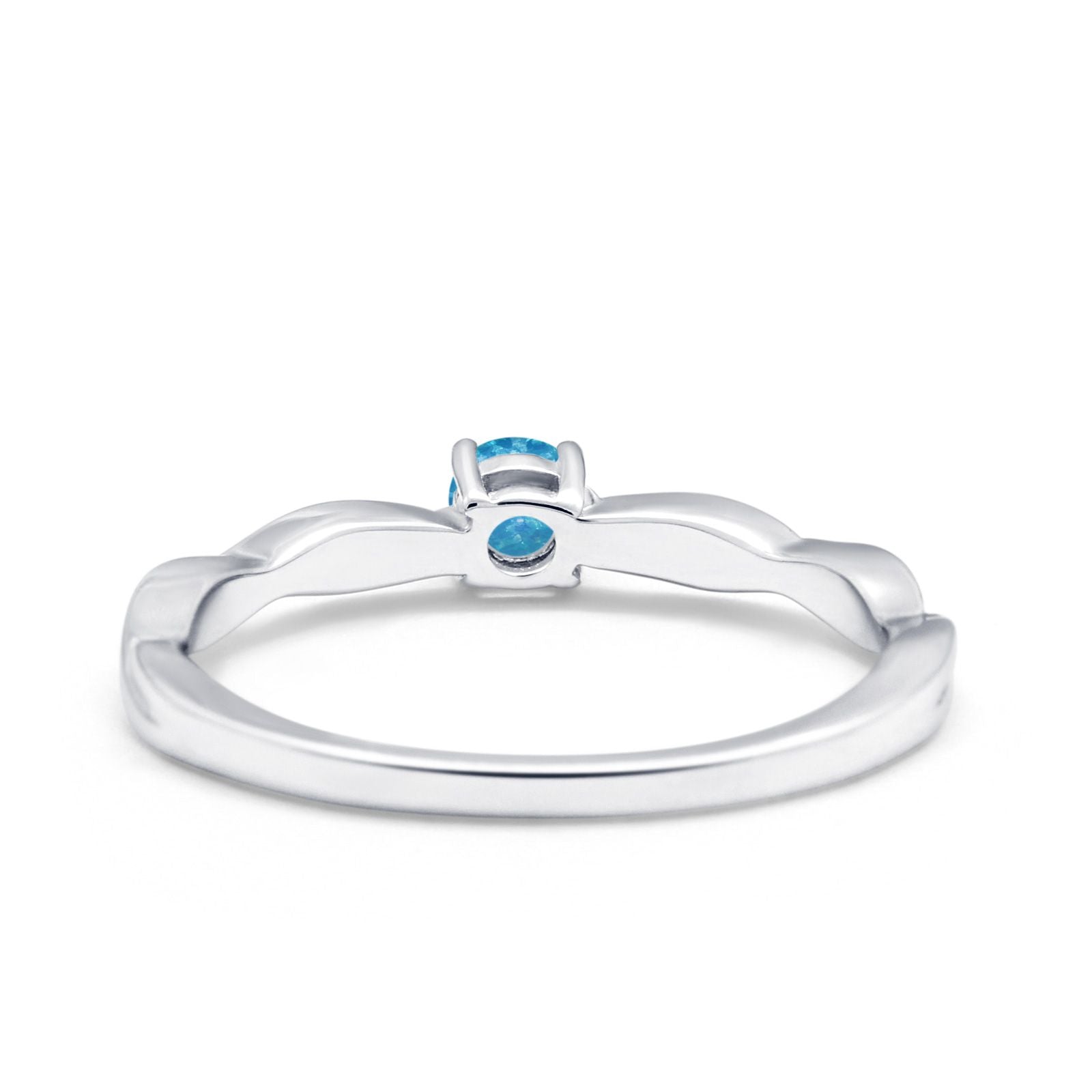 Petite Dainty Wedding Ring Round Simulated Cubic Zirconia 925 Sterling Silver