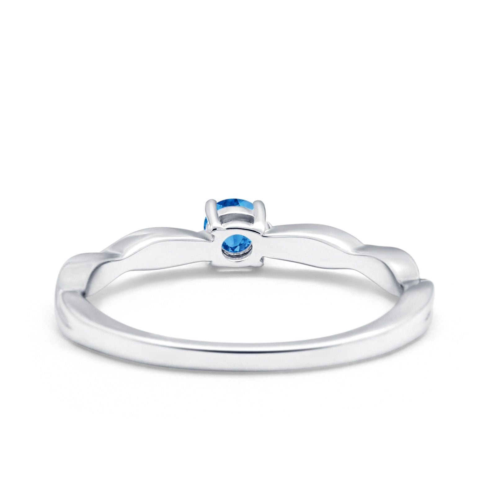 Petite Dainty Wedding Ring Round Simulated Cubic Zirconia 925 Sterling Silver