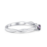 Petite Dainty Wedding Ring Round Simulated Cubic Zirconia 925 Sterling Silver