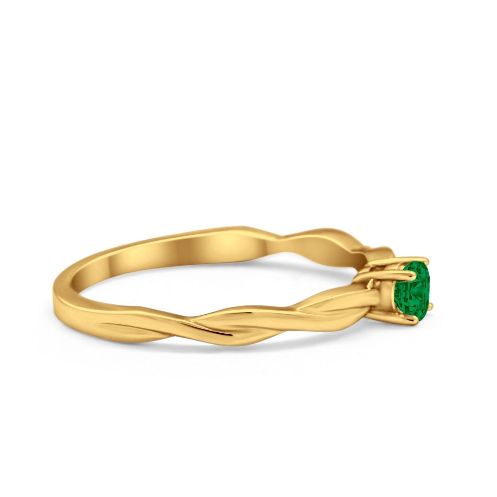 Petite Dainty Wedding Ring Round Simulated Cubic Zirconia 925 Sterling Silver